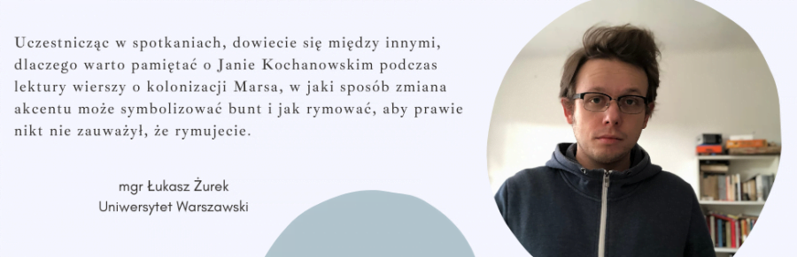 Infografika przedstawiająca Mistrzowska Szkoła Poezji Wolnych Lektur cytat Łukasz Żurek