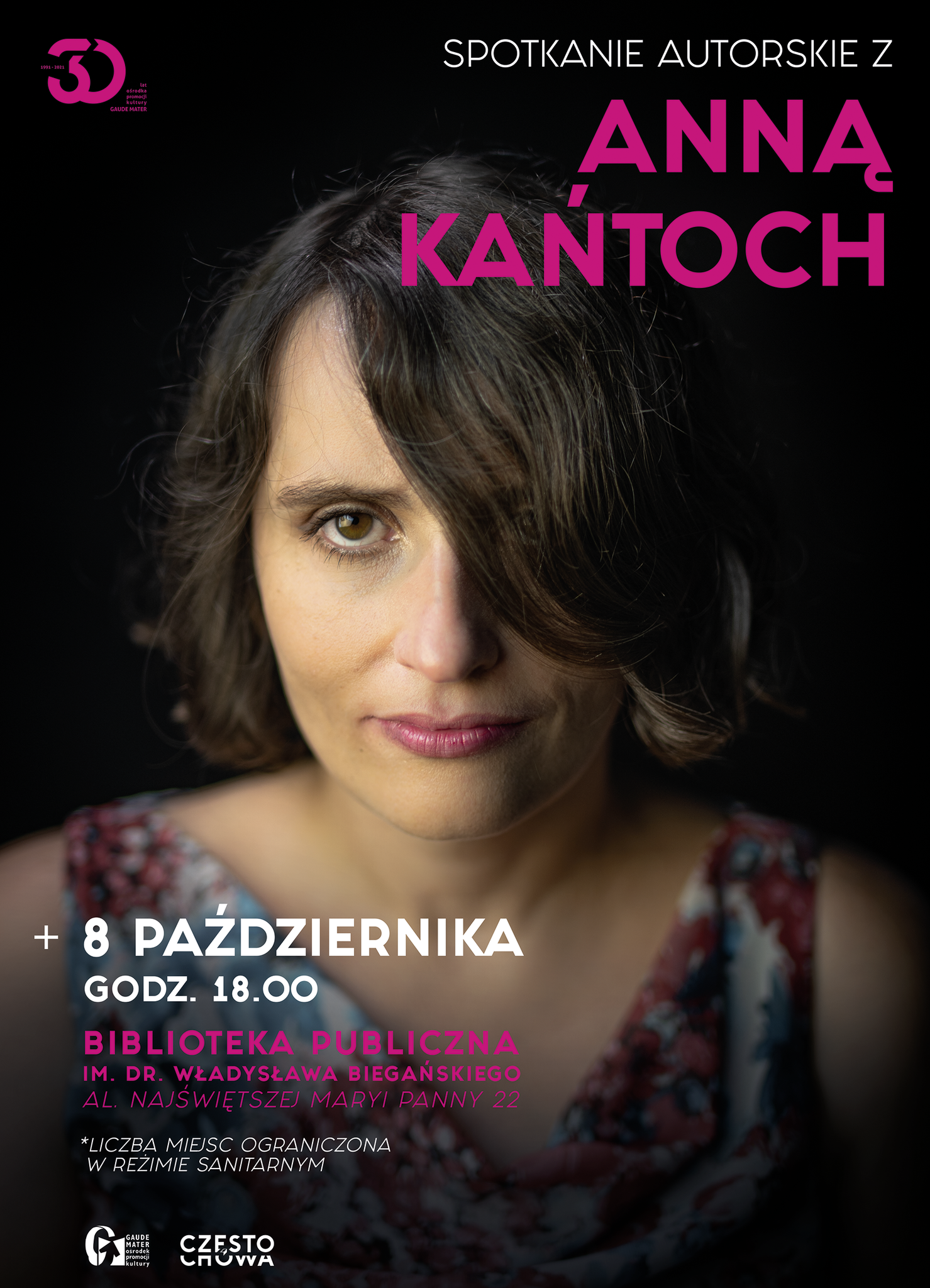plakat ze zdjęciem Anny Kańtoch zapowiadający spotkanie