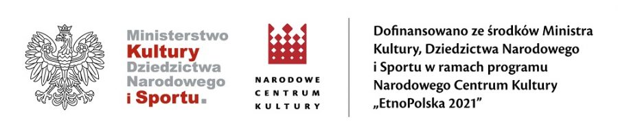 Logotyp Ministerstwo Kultury, Dziedzictwa Narodowego i Sportu w ramach programu Narodowego Centrum Kultury "EtnoPolska 2021"